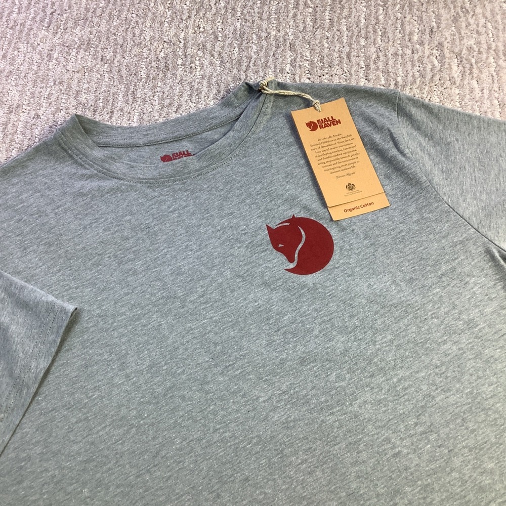 Fjallraven Fox Boxy‎ Logo Tee Women XL Grey Organic Cotton T-Shirt NWT
